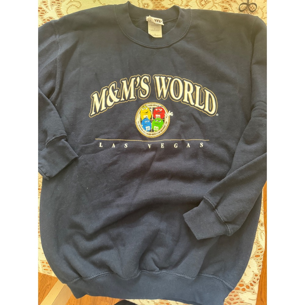 M&M's World Las Vegas Navy Blue Graphic Crewneck Sweatshirt Mens Small S